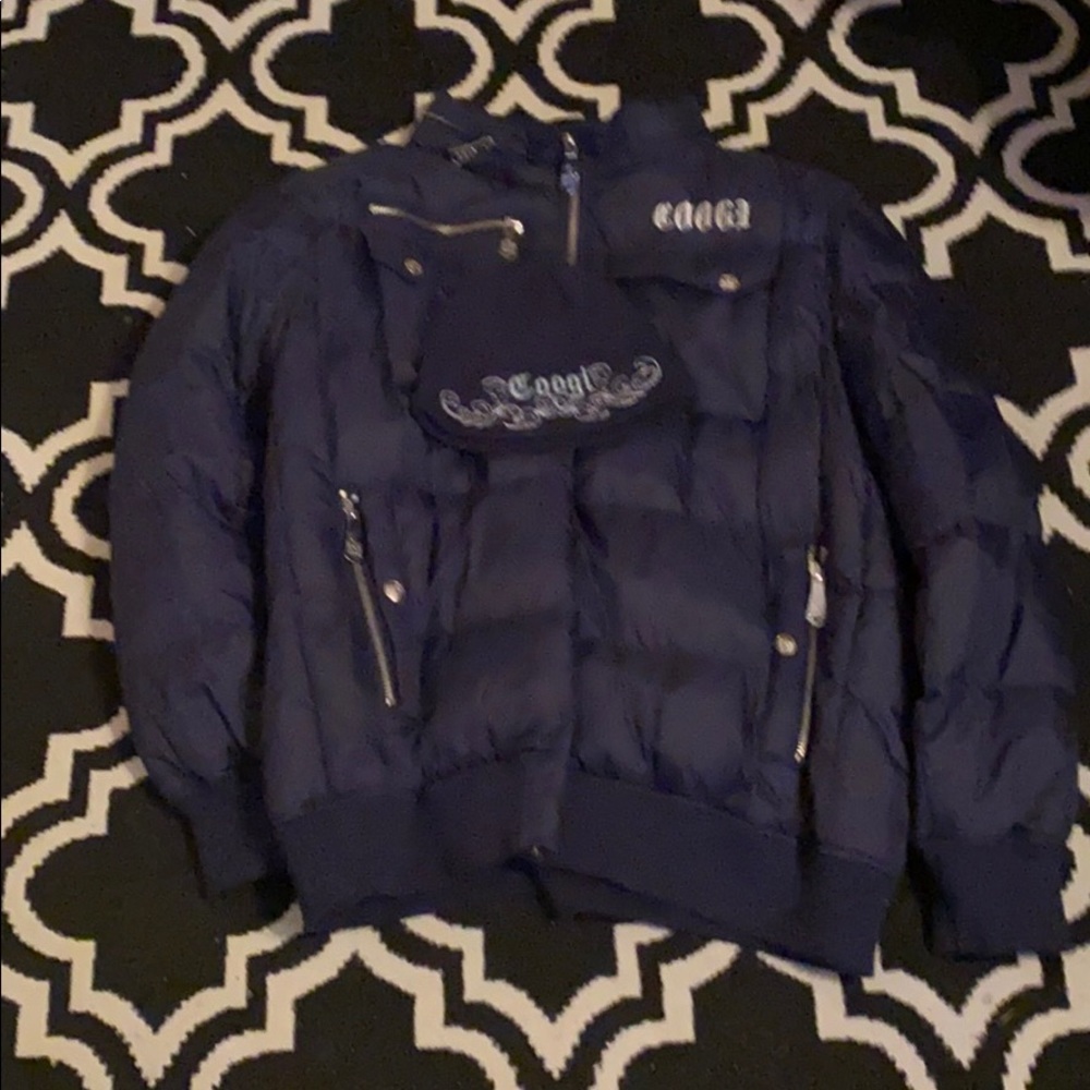Coogi Blue Puffer Jacket with matching beanie